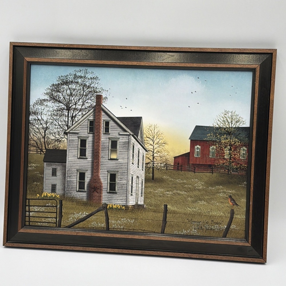 Primitive Farmhouse Billy Jacobs "MORNING HAS BROKEN" Framed Print 18.5"X 14.5"